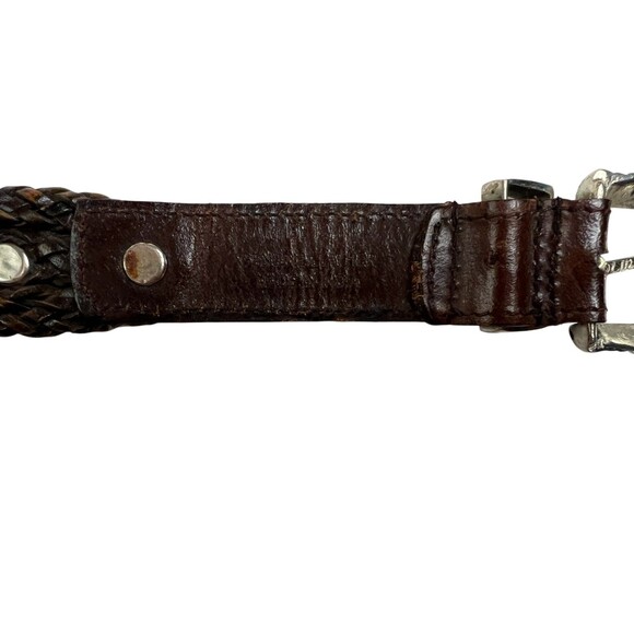 Vintage Brown Woven Strand Leather w Solid Brass Buckle  Size S - Picture 8 of 11